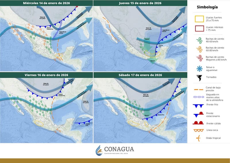 La Conagua compartió su pronóstico del tiempo para México.