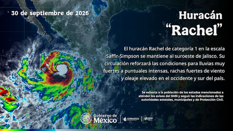 Clima para el occidente del país por el huracán Rachel con varios estados afectados.