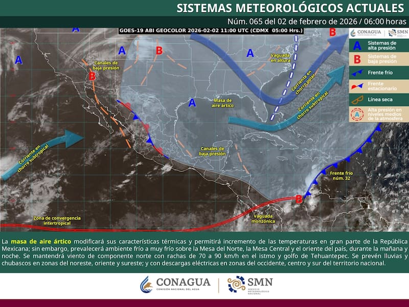 El pronóstico del tiempo para el lunes 2 de febrero en la República Mexicana. (Foto: Archivo)
