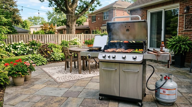 Propane can remain usable for years in a properly maintained tank, but the cylinder and its connections should be inspected before the grill is lit.