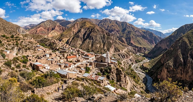 El pueblo argentino que parece colgado de una montaña: está a 2.700 metros de altura, sus calles tienen pendientes pronunciadas y parece estar asilado en el medio de los Andes.