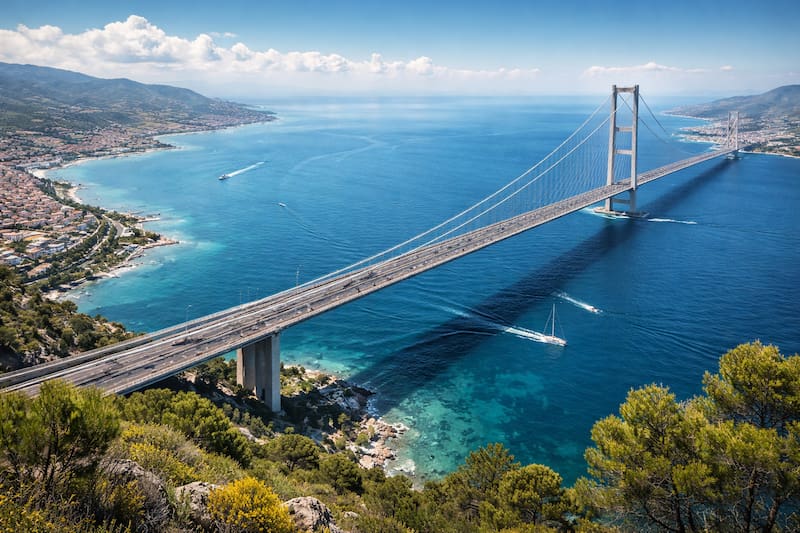 Avanza la construcción del puente colgante más largo del mundo: el orgullo del país que unirá dos regiones estratégicas con solo US$ 15.500 millones