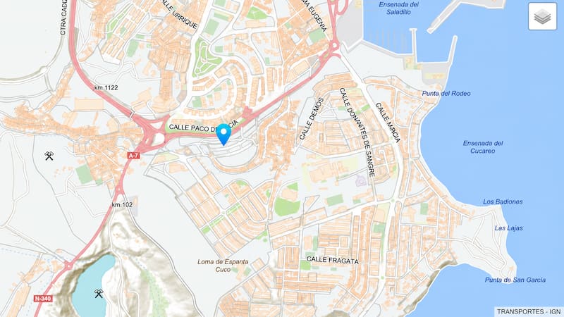 Mapa que muestra donde se desarrolla las obras del Acceso Norte al Puerto de Algeciras.
