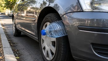 Encontrar una botella de plástico en la rueda del coche: qué significa y por qué es fundamental saber cómo actuar