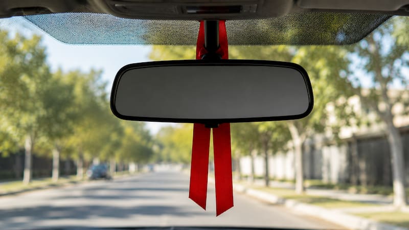 Qué significa tener una cinta roja atada en el espejo del auto y por qué se usa
Fuente: IA