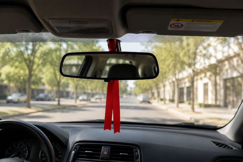 Qué significa tener una cinta roja atada en el espejo del auto y por qué se usa
Fuente: IA