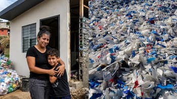 Una mujer gastó los ahorros de su vida en un terreno vacío. Nueve años después, un grupo de voluntarios le construyó una casa con 850 bloques de plástico reciclado
