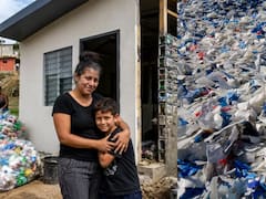 Gastó los ahorros de su vida en un terreno vacío. Nueve años después, un grupo de voluntarios le construyó una casa con 850 bloques de plástico reciclado