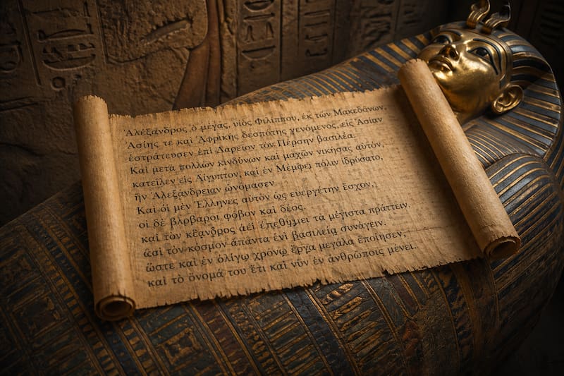 Es la primera vez documentada en la historia que una obra literaria griega forma parte intencional de un proceso de embalsamamiento.