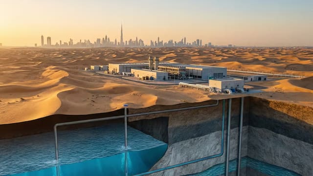 Emiratos Árabes Unidos está vendiendo su petróleo para fabricar la mayor reserva estratégica de agua desalinizada del mundo: quiere guardar 20 mil millones de litros bajo sus desiertos