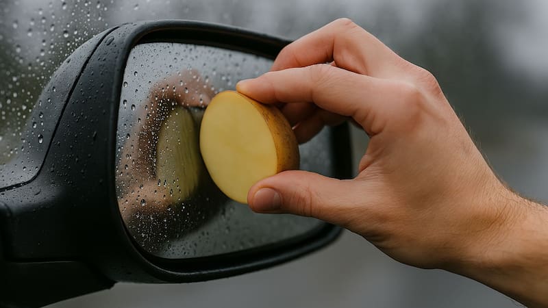 Frotar una papa cruda en los retrovisores del auto | Para qué sirve y cuándo hacerlo. Foto (IA)