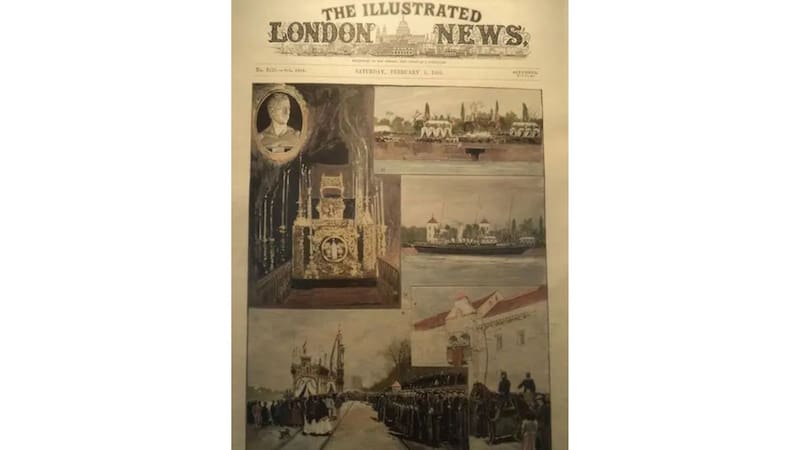 Publicación del diario "London News" de 1898 durante la salida de los restos de Colón de Cuba a España. Foto: Wikipedia
