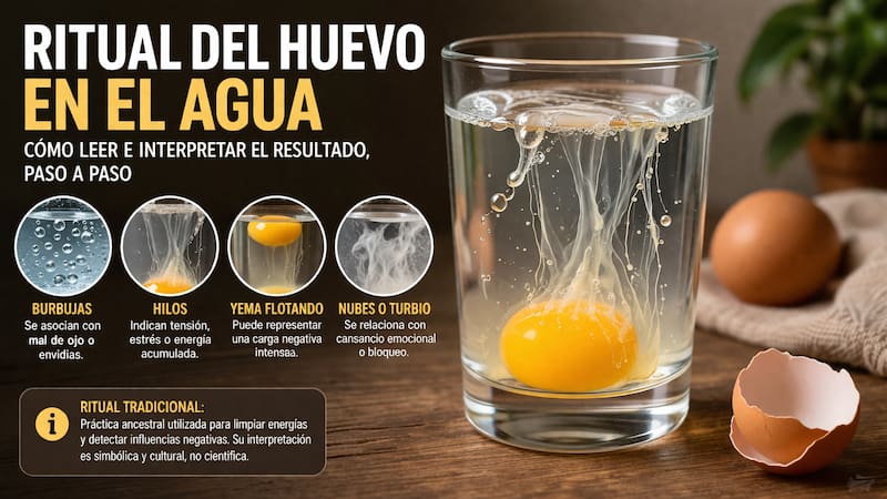 Ritual del huevo en el agua: cómo leer e interpretar el resultado, paso a paso.