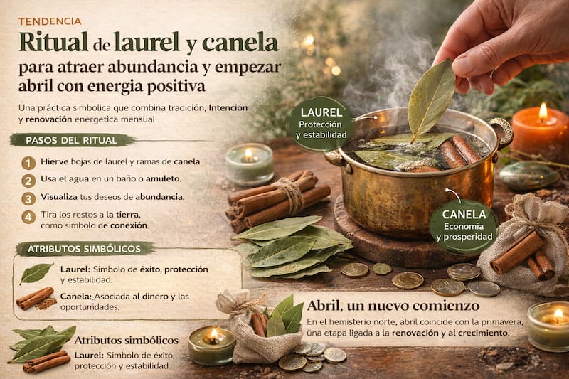 Ritual de laurel y canela para atraer abundancia y empezar abril con energía positiva.