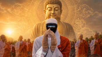 El monje que nunca duerme, nunca peca y nunca cobra: el robot que fue reclutado por esta religión y que tiene a todo el mundo en vilo