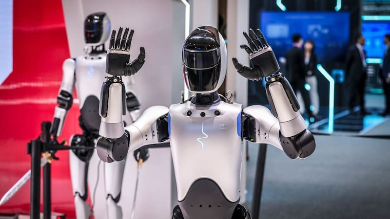 Robots de la firma ZTE, exhibidos a inicios de este mes en el MWC de Barcelona.