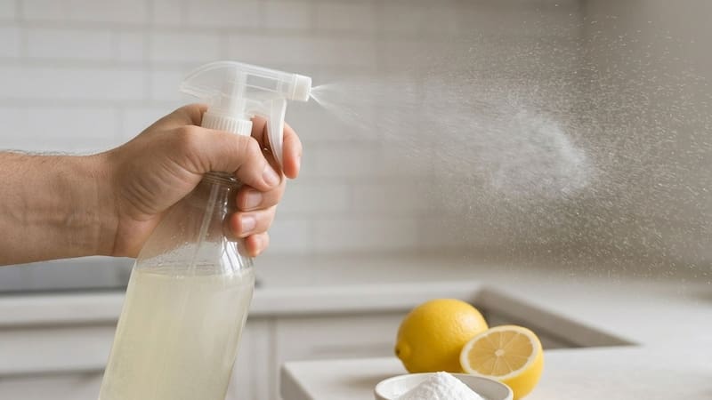 Rociar bicarbonato con jugo de limón.