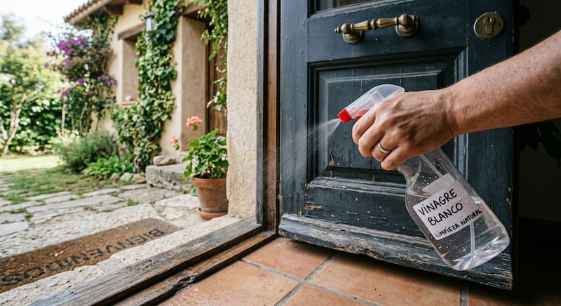 Rociar la puerta de casa con vinagre blanco y limón por qué lo recomiendan y para qué sirve.
