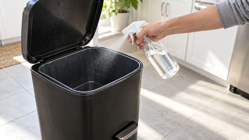 Pulverizar vinagre blanco en el interior del cesto de basura puede servir como una medida de mantenimiento para reducir los malos olores, aflojar restos de suciedad y disminuir la presencia de algunos microorganismos que quedan adheridos en las paredes y el fondo del recipiente.