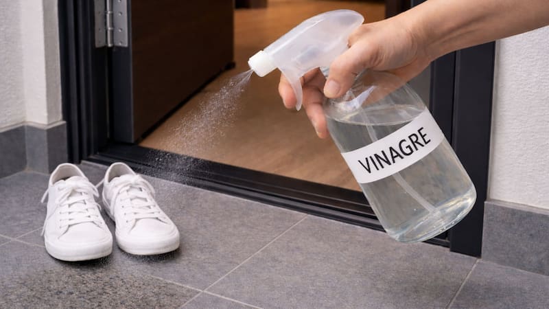 Rociar vinagre en la entrada de la vivienda