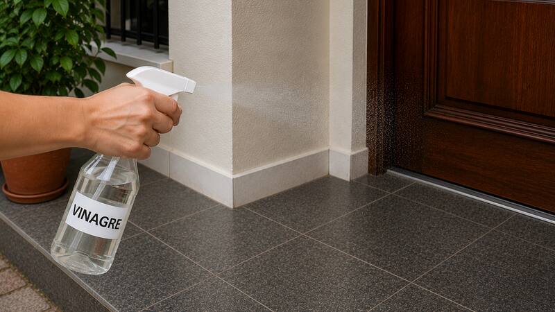 Rociar vinagre en la entrada de una casa