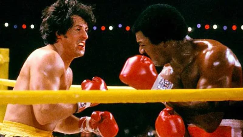 Rocky Balboa y su pelea con Apollo Creed.