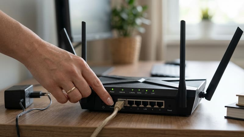 Mantener presionado el botón de encendido del router durante unos segundos: para qué sirve y cuándo conviene hacerlo.