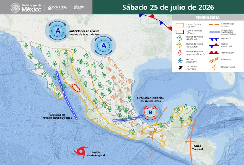 Las precipitaciones más importantes se concentrarán en el norte y occidente del país. (Foto: SMN)