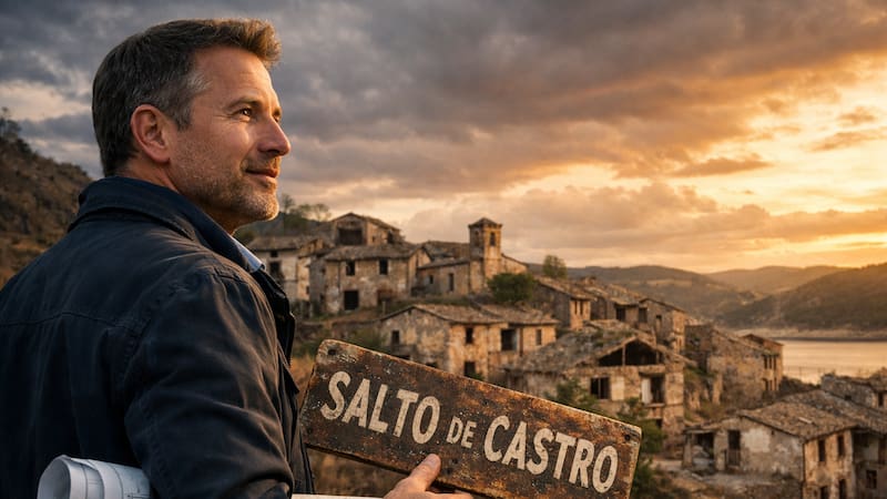 Un pueblo abandonado en Zamora, vendido por 350.000 euros a inversores de los Estados Unidos, será transformado en destino de turismo rural internacional. Imagen ilustrativa generada con IA.