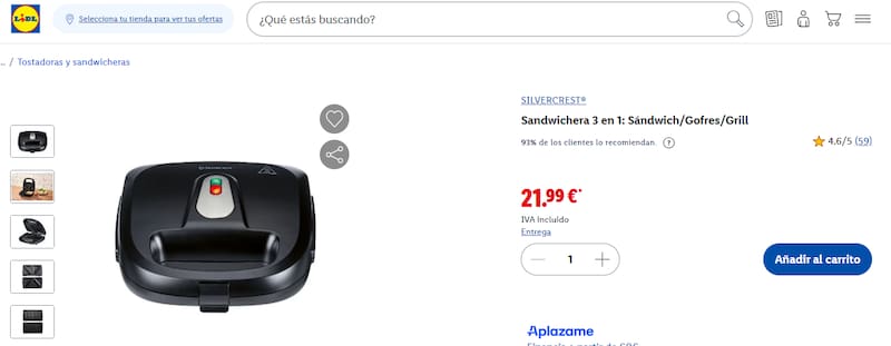Este nuevo electrodoméstico 3 en 1 de Lidl cocina sándwiches y gofres en minutos .