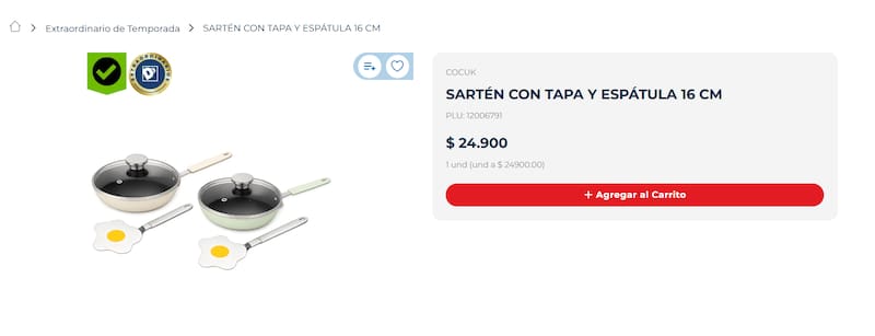 La sartén con tapa y espátula de Tiendas D1 esta disponible en dos colores: Beige y Verde.