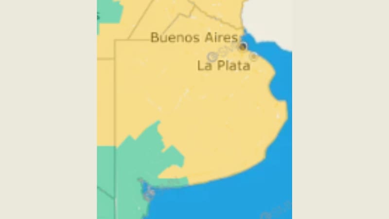 Se encuentra vigente una alerta meteorológica amarilla.
