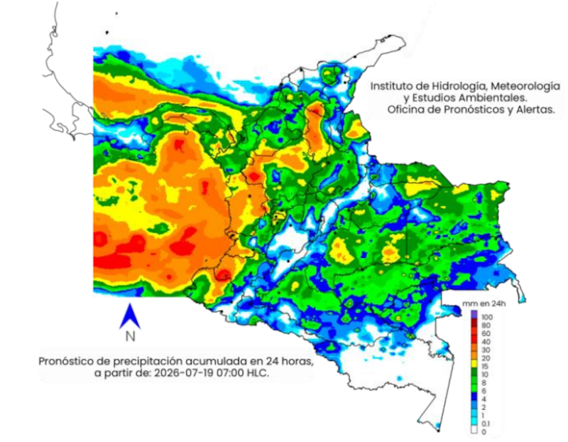 El Ideam anticipó una jornada con precipitaciones persistentes, ráfagas de viento y acumulados significativos en buena parte del país.