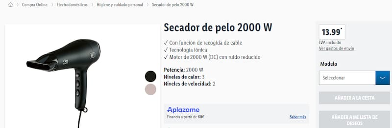 El secador de pelo de Lidl aporta brillo y reduce el encrespamiento. (Fuente: Lidl).