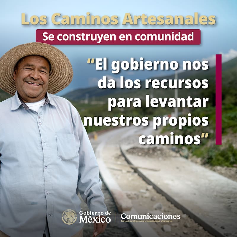 El Gobierno de México construye 388 Caminos Artesanales en 18 estados con mano de obra local para conectar comunidades, generar empleos y acercar servicios básicos.