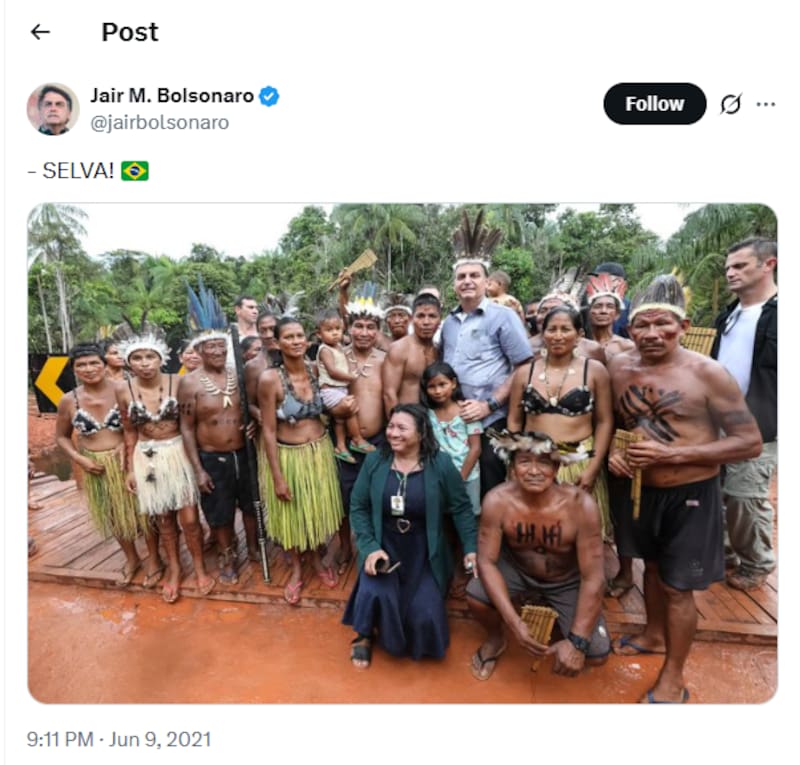El tweet del entonces presidente Jair Bolsonaro, burlándose de los dichos de Alberto Fernández.