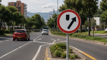 Qué significa la señal de tránsito en forma de círculo con una flecha inclinada a la derecha y por qué es importante prestarle atención