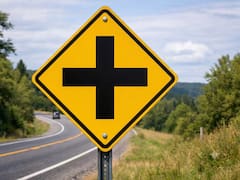 Un cartel con una cruz negra sobre fondo amarillo: qué significa esta señal de tránsito y porqué es importante para los conductores