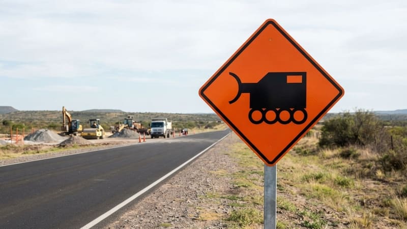 Qué significa la señal de tránsito naranja con un auto en el centro y dos líneas abajo.
