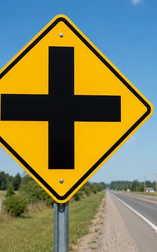 Qué significa la señal de tránsito con una cruz negra sobre un fondo amarillo y por qué es importante