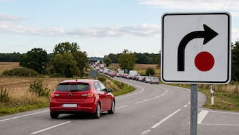 Pocos lo saben | Qué significa la señal de tránsito de una flecha hacia a derecha y un punto rojo con fondo blanco