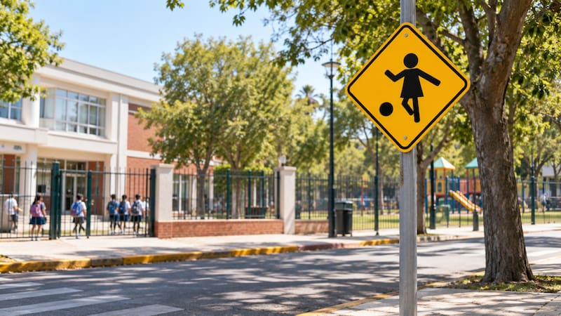 señal de tránsito cerca de escuela