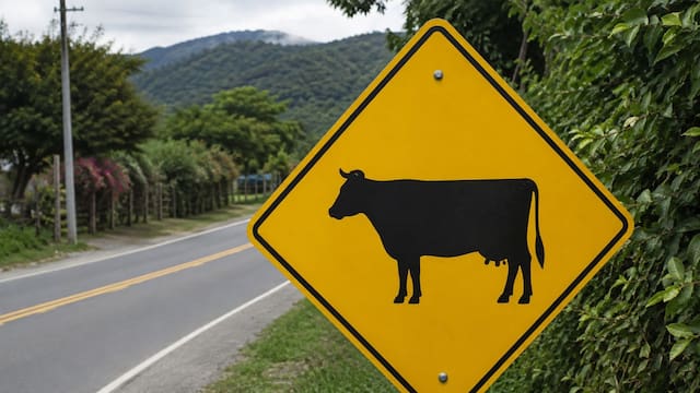 Qué significa la señal de tránsito amarilla con una vaca y por qué es importante