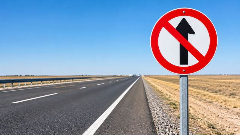 Señal de prohibido avanzar en una ruta.