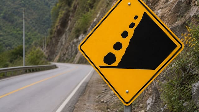 Qué significa la señal de tránsito amarilla con piedras cayendo y por qué es importante