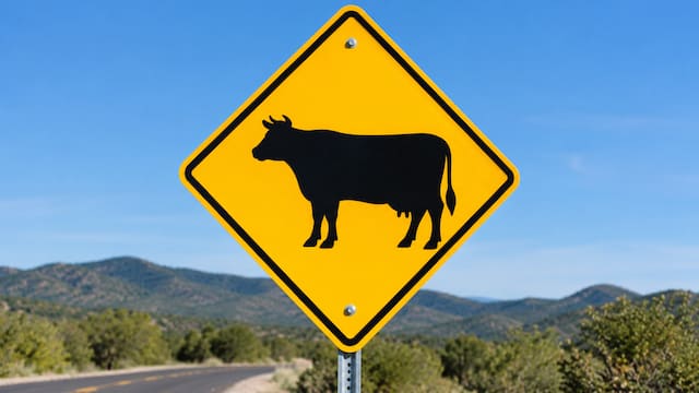 Qué significa la señal de tránsito de un rombo amarillo con la imagen de una vaca y por qué es importante respetarla