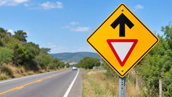 Qué significa la señal de tránsito con una flecha y un triángulo invertido