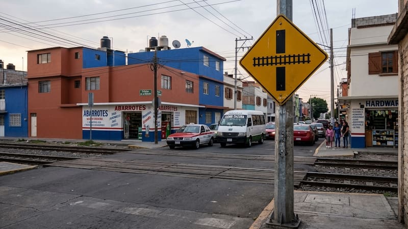 Señal de Tránsito México SP-35 de CRUCE CON VÍA FÉRREA
