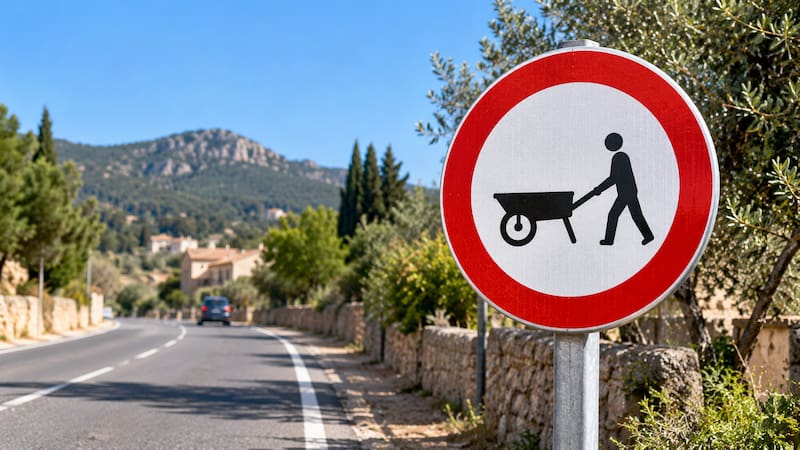 La señal R-115 significa “entrada prohibida a carros de mano”.