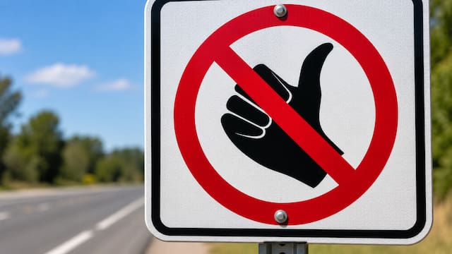Qué significa la señal de tránsito con un pulgar hacia arriba y el símbolo de prohibido